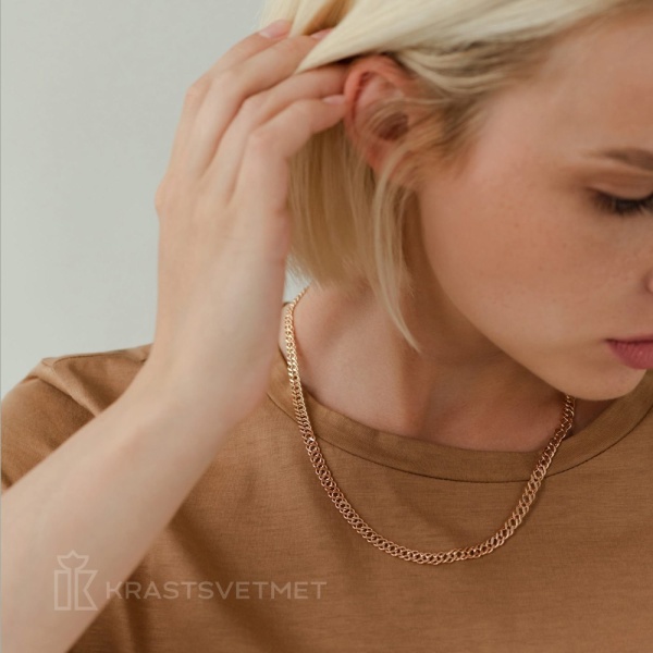 Цепь из красного золота 585, плетение «Ромб двойной»